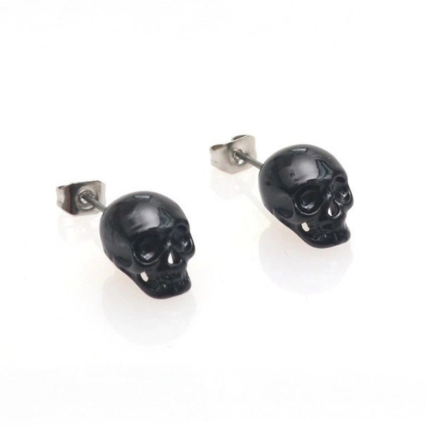 Totenkopf-Ohrstecker schwarz