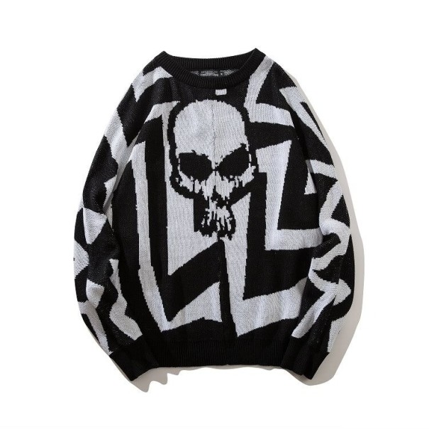 Totenkopfpullover weiß M 2