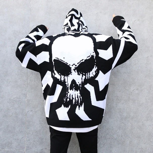 Totenkopfpullover weiß S 1