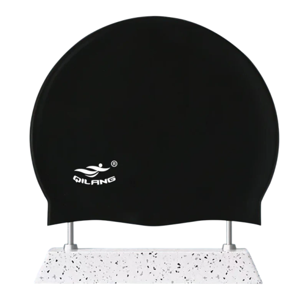 Touca de natação em silicone Unisex Touca à prova de água 50 g Proteção elástica para o cabelo para piscina Treino e competições preto