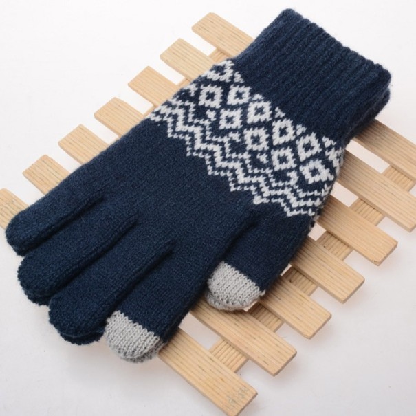 Touchhandskar med mönster mörkblå