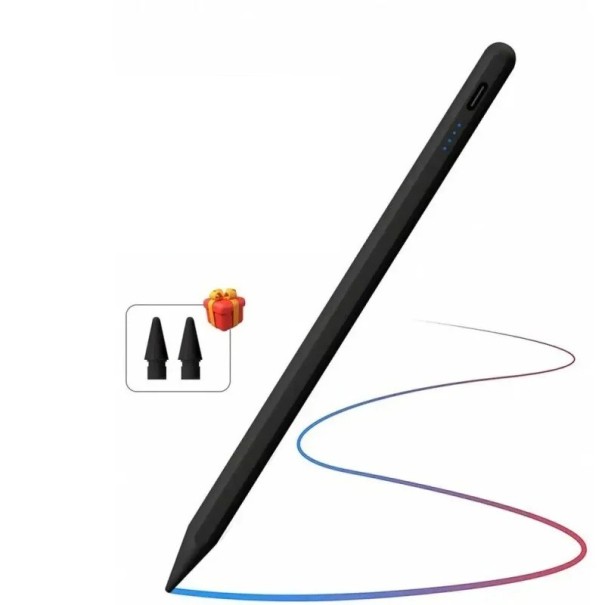 Touchpen für iPad 2018–2024 Ignorieren des Handtastens Magnetische Befestigung Stylus ohne Bluetooth Schnelles Laden schwarz