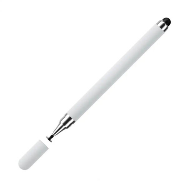 Touchpen med disk og silikonespids til mobil og tablet, passiv kontrol uden batteri, følsom, præcis respons hvid