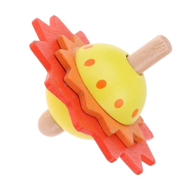 Toupie en bois avec fleur jaune