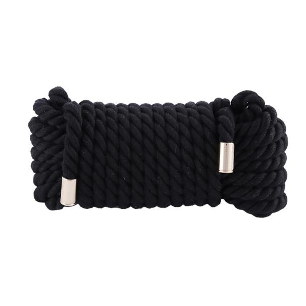 Touw voor BDSM-spel, 15 meter lang, 8 mm diameter, multifunctioneel voor bind- en bondagetechnieken, discrete verpakking zwart