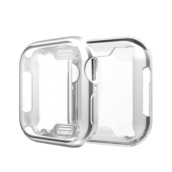 TPU ochranný kryt pro Apple Watch 41 mm, měkký skořepinový kryt pro Series 7, 8, 9, ochrana obrazovky a těla hodinek stříbrná