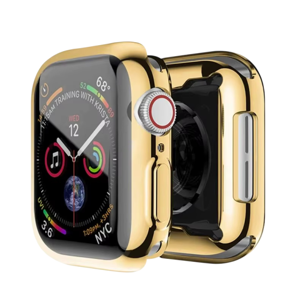 TPU ochranný kryt pro Apple Watch 41 mm, měkký skořepinový kryt pro Series 7, 8, 9, ochrana obrazovky a těla hodinek zlatá