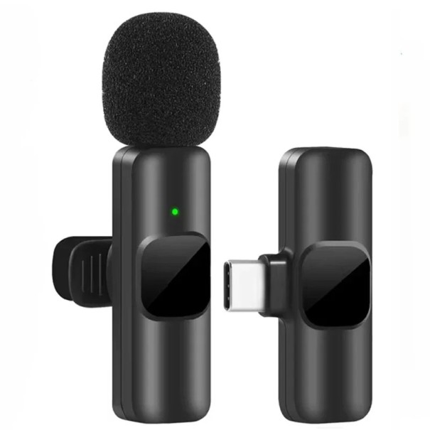 Trådløs 2.4G lavaliermikrofon med USB C-modtager til Android med støjreduktion og mulighed for opladning under brug 1