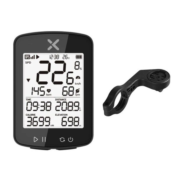 Trådløs cykelspeedometer med GPS 7 x 4,8 x 2 cm 2,2&quot; LCD-skærm Vandtæt IPX7 Kalorier Puls Højdemåler USB-C App Cykelholder 1