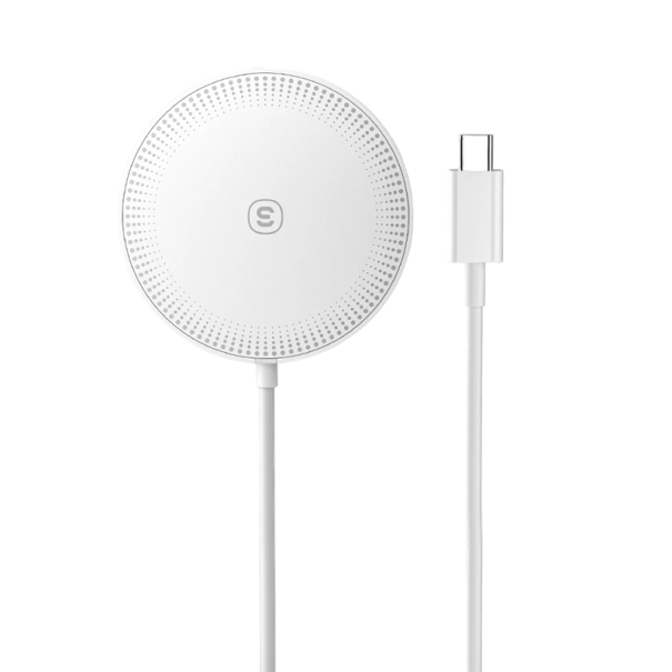 Trådløs magnetisk hurtigoplader 20W med USB C-kabel Bærbar oplader PD 12V 2A Hurtig trådløs opladning til Qi-aktiverede enheder hvid