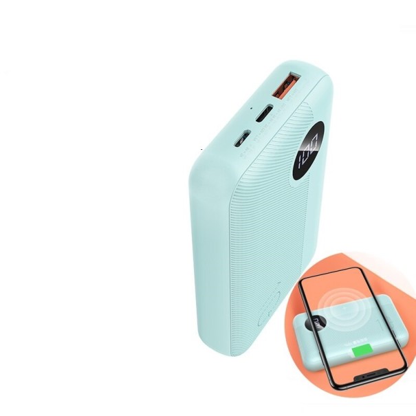 Trådlös powerbank 10000 mAh med PD QC 3.0 blå