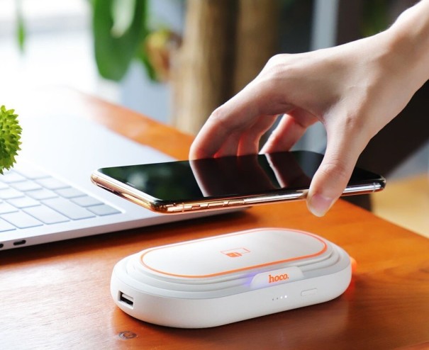 Trådløs powerbank med natlys 5000 mAh hvid