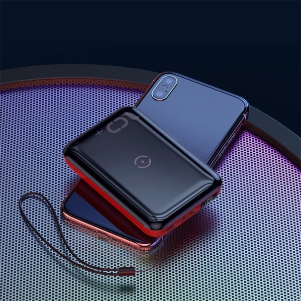 Trådløs powerbank QC 3.0 10000 mAh rød