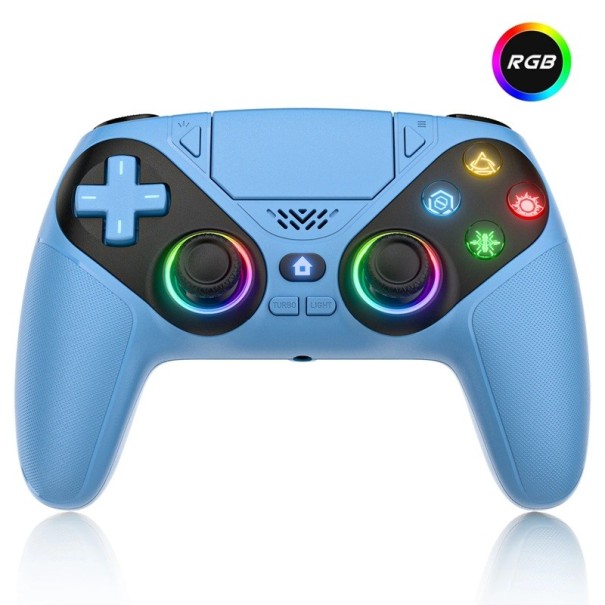 Trådløs spilkonsolcontroller til PS5/PC RGB-baggrundsbelysning vibrationsfunktion programmerbare knapper 3,5 mm stik blå