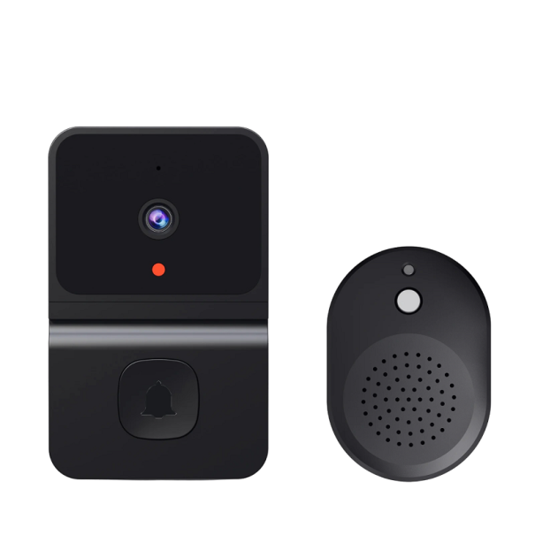 Trådløs udendørs dørklokke med HD-kamera Wi-Fi-videodørklokke Dørtelefon Hjemmevideodørtelefon Udendørs intercom Visuel dørklokke Dørklokke med kamera og tovejskommunikation sort