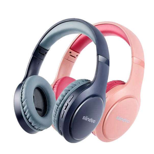 Trådlösa Bluetooth-hörlurar med mikrofon och brusreducerande over-the-head-hörlurar Läderhörlurar