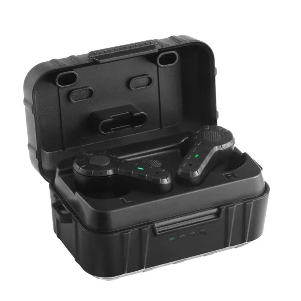 Trådlösa in-ear hörlurar Brusreducering Ljudinspelning Powerbank i form av en armélåda 8-13 timmars batteritid Volymökning USB-laddning
