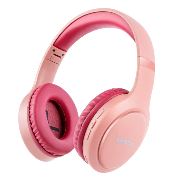 Trådløse Bluetooth-hovedtelefoner med mikrofon og støjreducerende overhead-hovedtelefoner i læder rosa