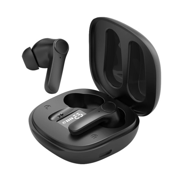 Trådløse hovedtelefoner til oversættelse af 144 sprog Bluetooth-hovedtelefoner med støjreduktionsfunktion Hovedtelefoner med opladningsetui Oversættelse i offline-tilstand sort