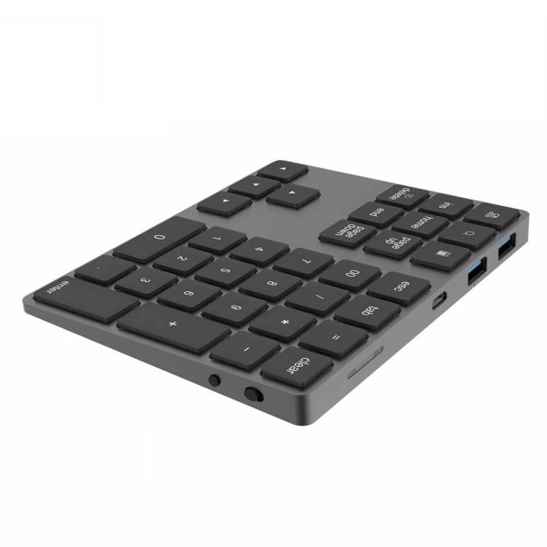 Trådløst numerisk tastatur USB HUB sort