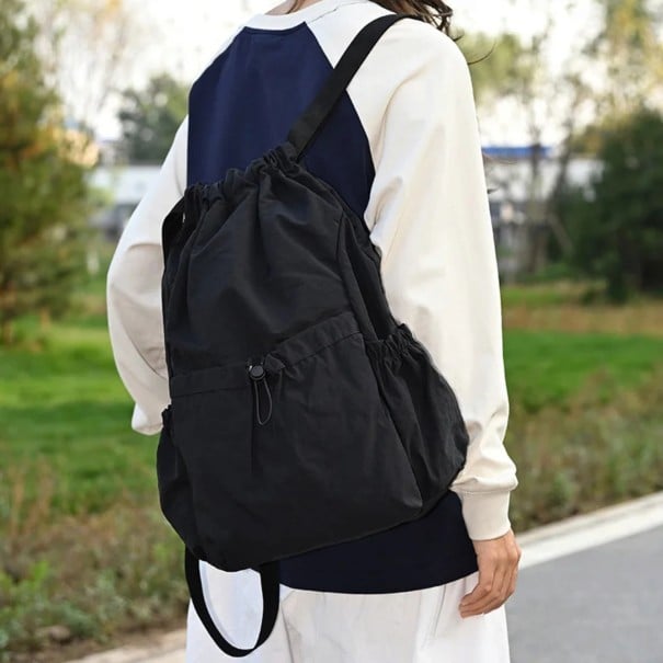 Træk rygsæk 45 x 34 x 18 cm Vandafvisende polyester taske med justerbare stropper Til skole og sport sort