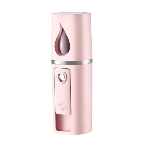 Tragbarer Mini-Gesichtsbefeuchter, wiederaufladbarer Gesichtsspray, elektrischer Dampfer für die Gesichtsfeuchtigkeit, 10,5 x 3 cm rosa