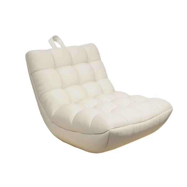 Tragbarer Sessel 80 x 85 x 75 cm Kunstleder bequem komfortabel gepolsterter Sessel mit Rückenlehne für das Wohnzimmer und Schlafzimmer weiß