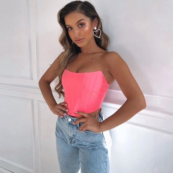 Trägerloses Crop-Top für Damen rosa XS