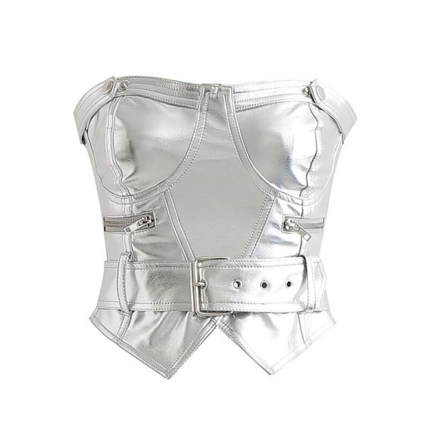 Trägerloses Lederoberteil für Damen weiß XS