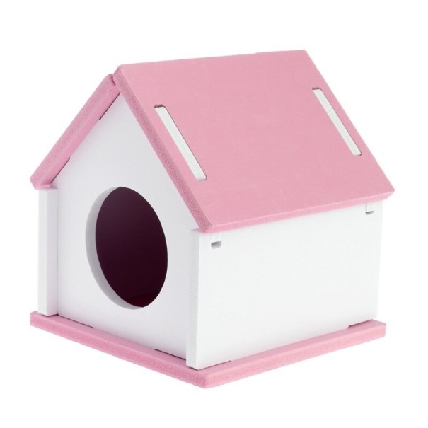 Trähus för gnagare C853 rosa