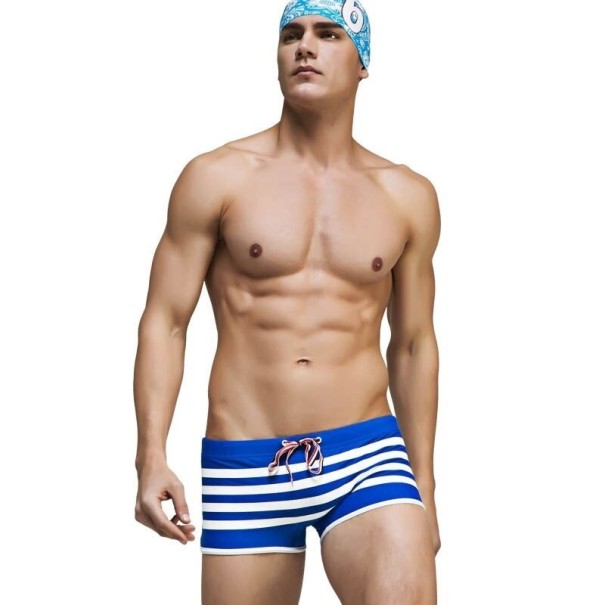 Traje de baño de rayas para hombre azul L