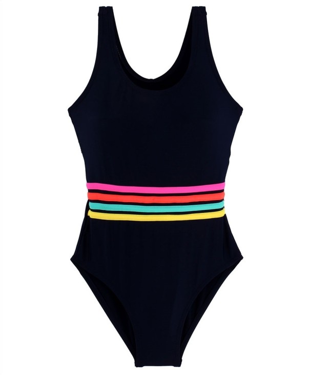 Traje de baño de rayas para niñas J2492 negro 7