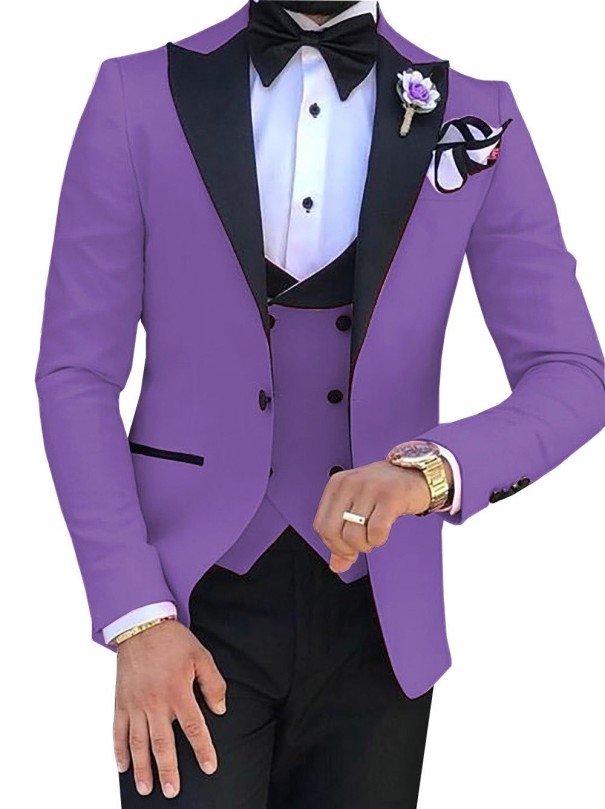 Traje de hombre F372 morado claro S