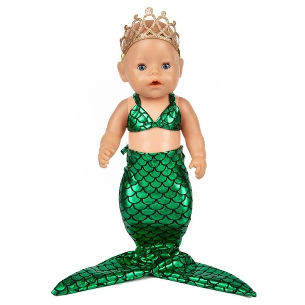Traje de sirena para muñeca A26 verde Traje de sirena para muñeca A26 verde