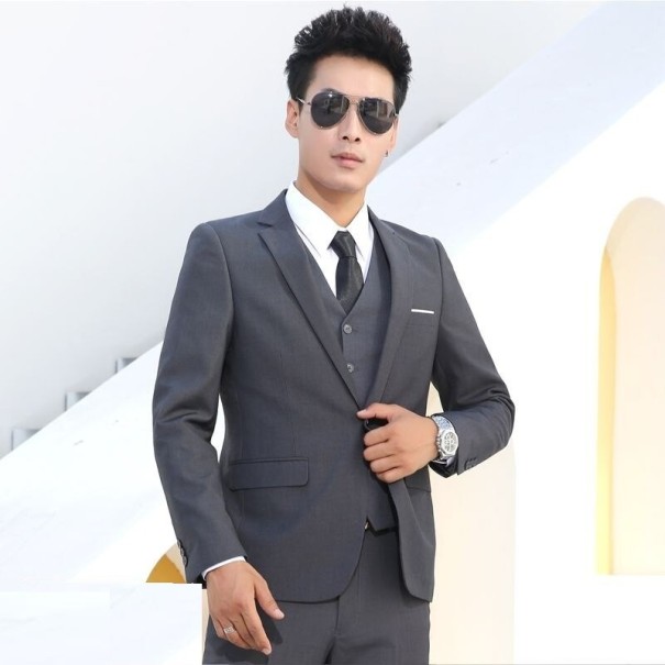 Traje y chaleco de hombre gris oscuro XL 1