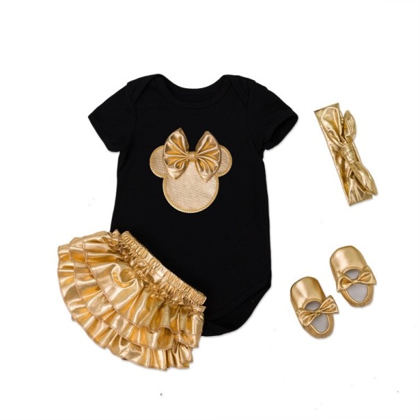 Traje y zapatos de muñeca negro