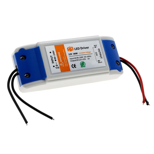 Transformator für LED-Beleuchtung 36W 12V 3A AC 90-240V DC Netzteil mit Kurzschluss- und Überspannungsschutz 11,5 x 4,5 x 2,9 cm 1