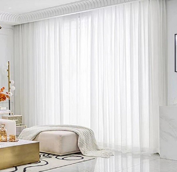 Translucent Window Curtains Heavy White Tulle Net Curtains with Hook Suspension 100 x 130 cm 1