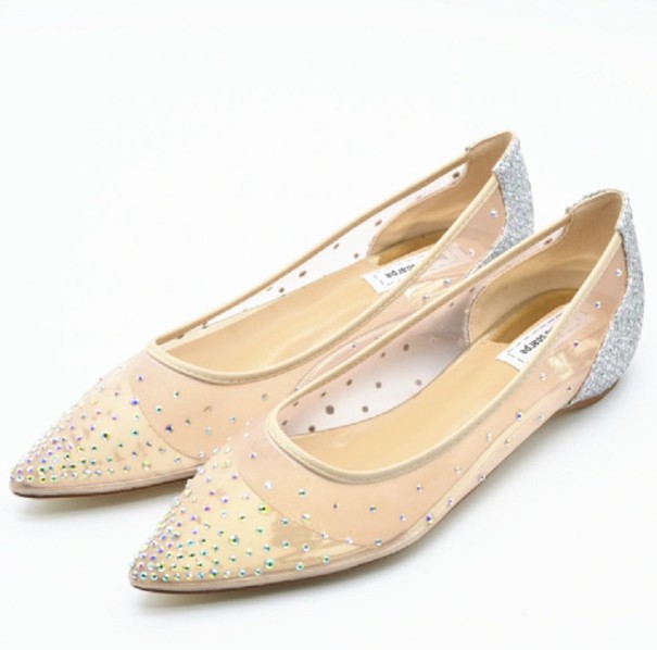 Transparante damesballerina&#39;s met strass steentjes 40