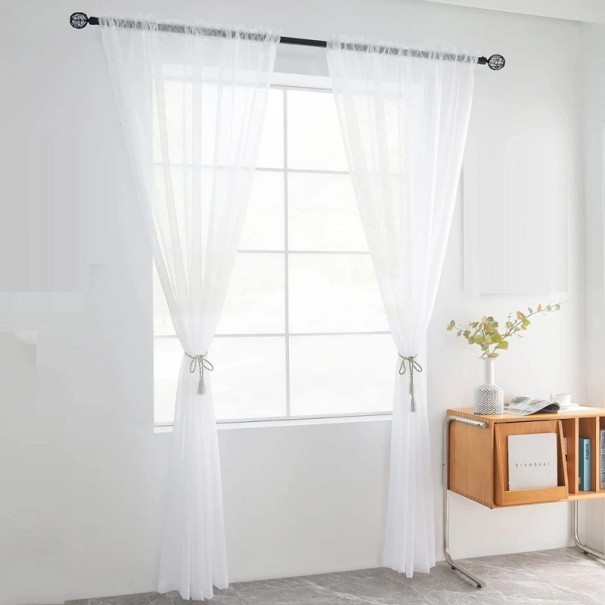 Transparante gordijnen met ringophanging Luchtige gordijnen voor de slaapkamer of woonkamer Elegant transparant tule gordijn met ring Luxe tule gordijnen 132 x 160 cm wit