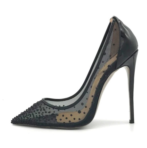 Transparante pumps voor dames met strass steentjes 41 10 cm