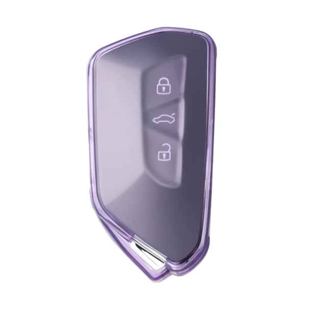 Transparante TPU sleutelhanger hoes voor VW Volkswagen Golf 8, ID.3, ID.4, Škoda Octavia A8, MK4, MK8 2022 2021 GTI R paars