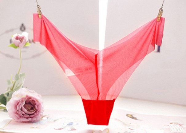 Transparante V-string slip voor dames rood
