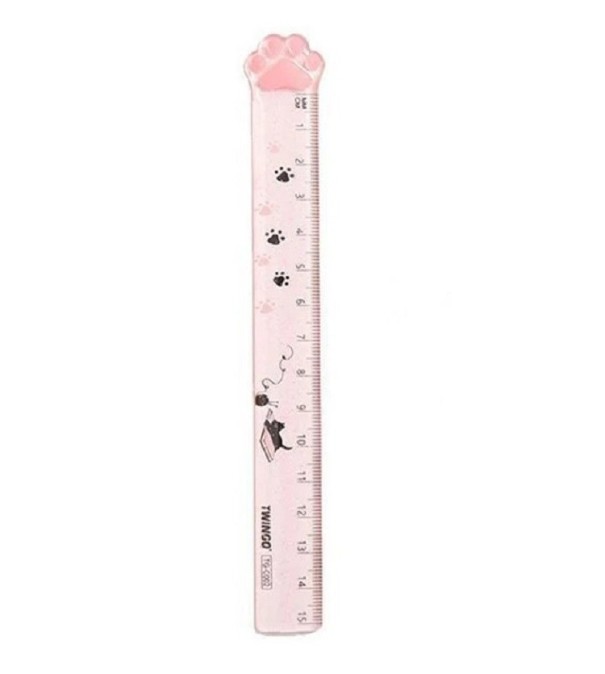 Transparent 15 cm linjal med katttass Kort barnlinjal med kattmotiv Transparent linjal för barn med katt