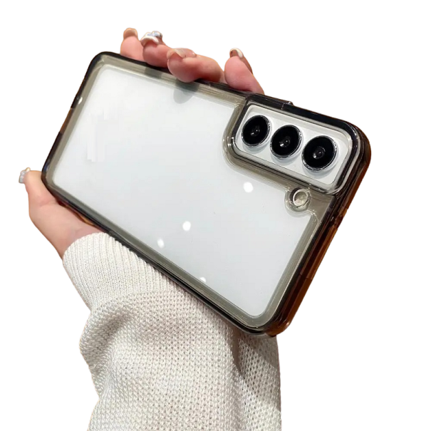 Transparent beskyttelsescover med farvet kant til Samsung Galaxy S22 Ultra grå