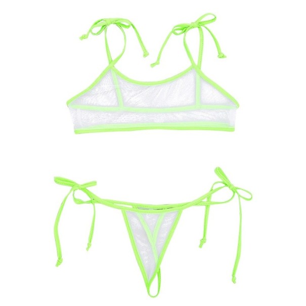 Transparent bh och stringtrosa för kvinnor P1098 neongrön