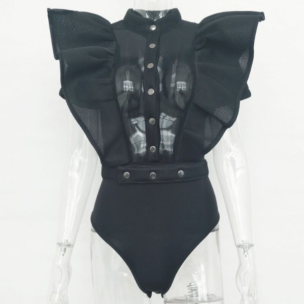 Transparent bodysuit för kvinnor B704 svart L
