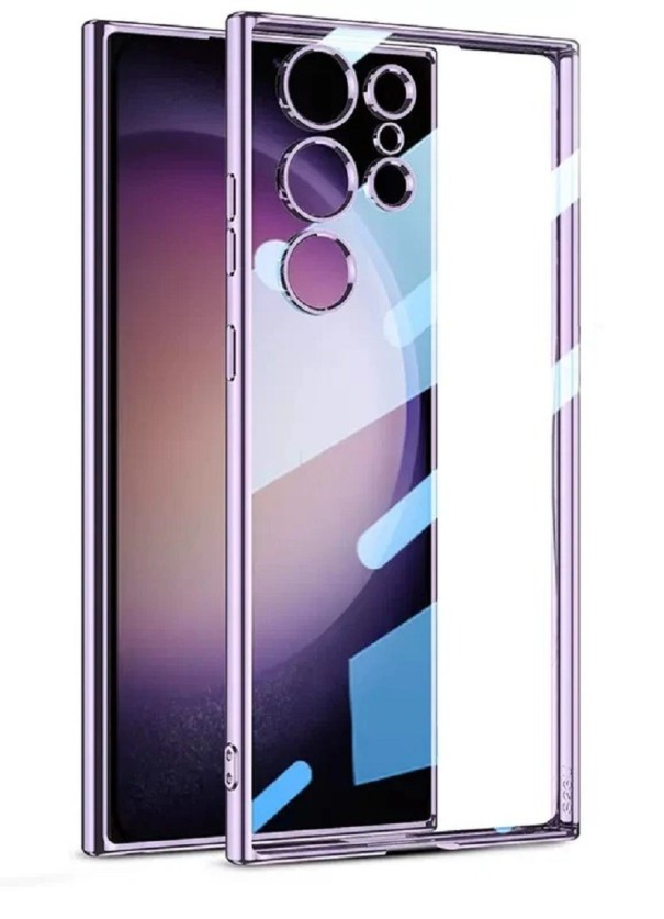 Transparent cover med metalramme til Samsung Galaxy S23 lilla
