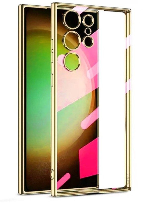 Transparent cover med metalramme til Samsung Galaxy S23 Plus guld