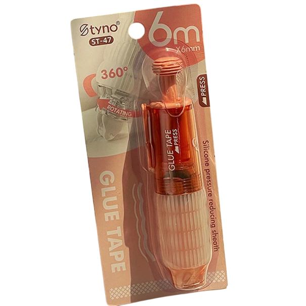 Transparent dubbelhäftande tejp 6 mm med handapplikator, utbytbara refiller, kreativt skapande och kontorsmaterial orange